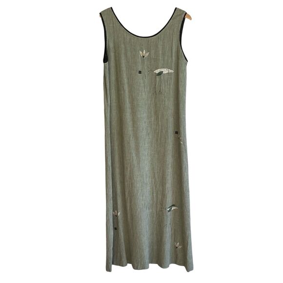 Play Alegre Womens Sleeveless Maxi Dress Size S Green Hand Painted Art To Wear - Picture 2 of 12